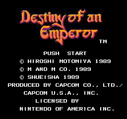 Destiny of an Emperor Title Screen